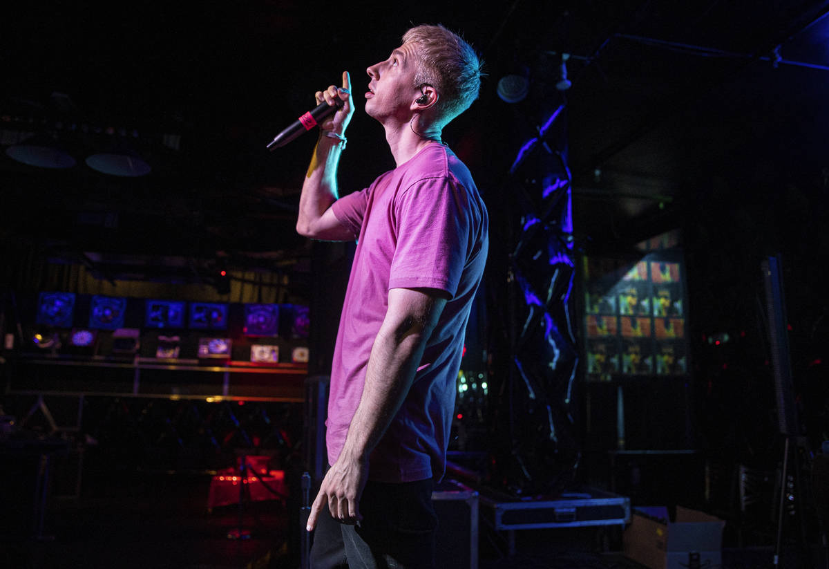 Las Vegas rapper Ekoh, who’s real name is Jeff Thompson, rehearses at Backstage Bar &amp ...