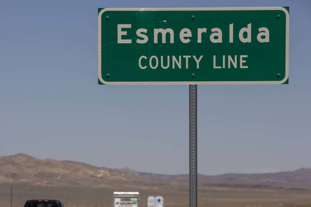 Vehicles make their way north on I-95 across the Esmeralda County line on Tuesday, August 11, 2 ...