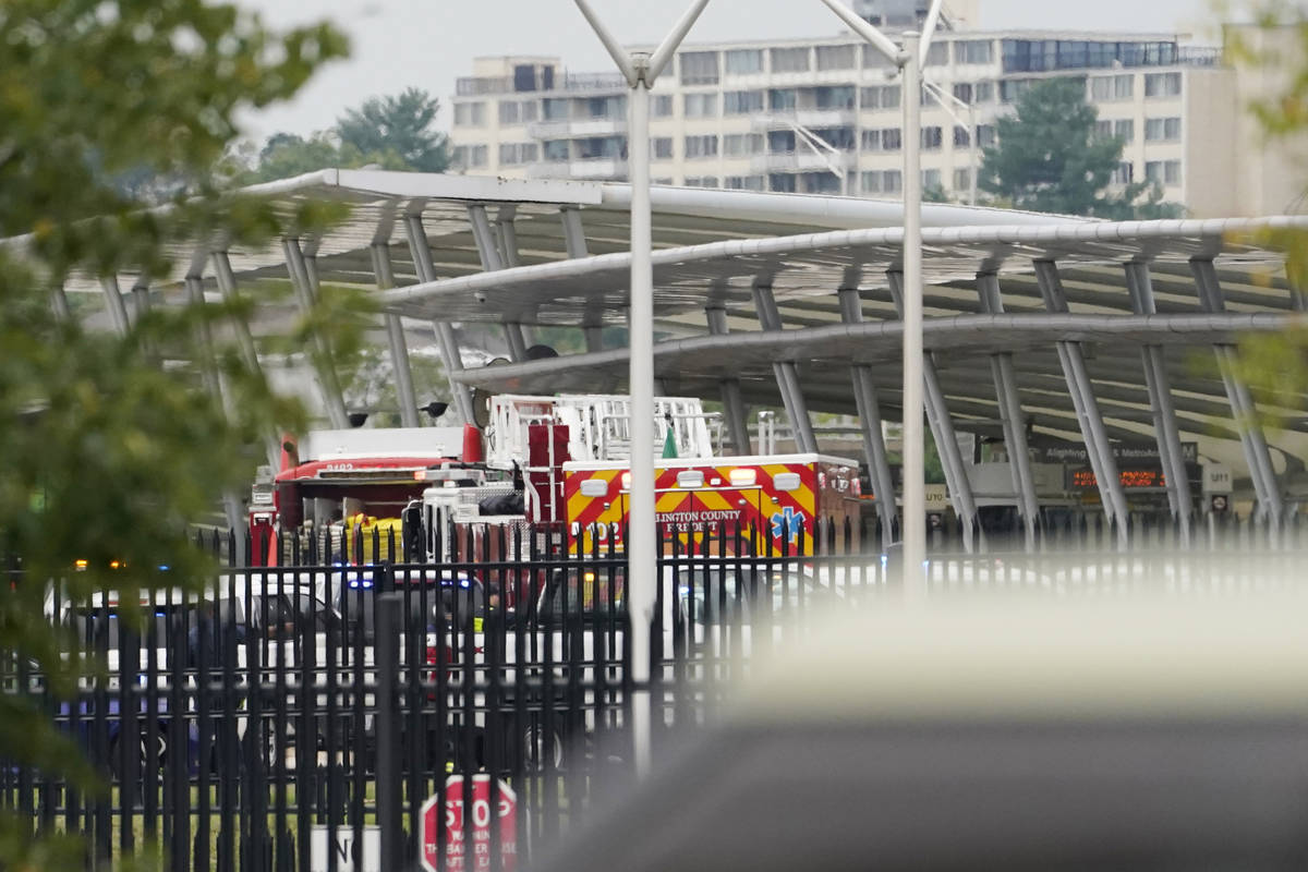 Emergency vehicles are seen outside the Pentagon Metro area Tuesday, Aug. 3, 2021, at the Penta ...