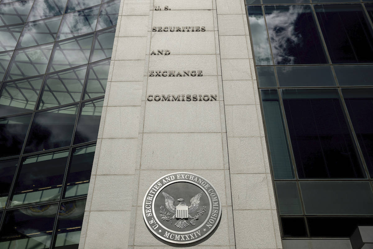 In this Aug. 5, 2017, file photo U.S. Securities and Exchange Commission building in Washington ...