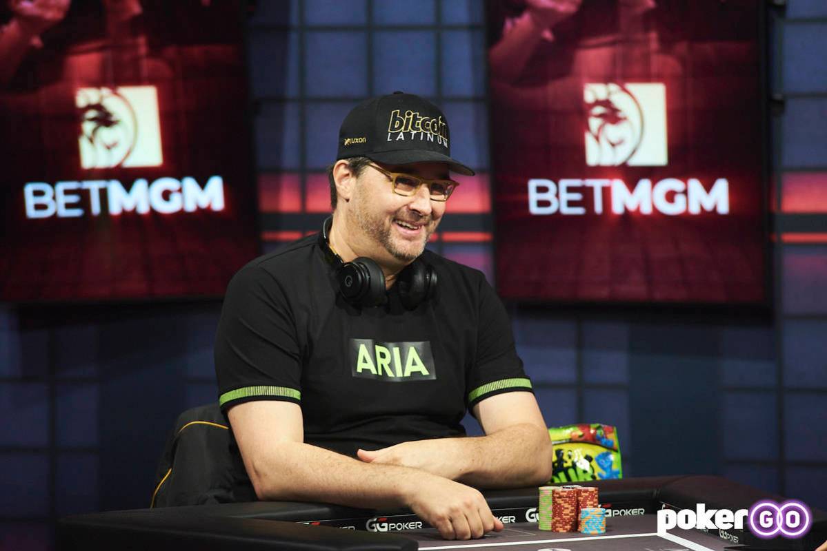 Phil Hellmuth plays on "High Stakes Duel" on Wednesday, July 28, 2021, at the PokerGO studio by ...