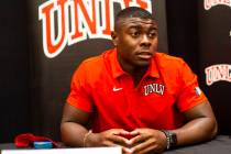 UNLV football's Charles Williams speaks during Mountain West Conference media days at The Cosmo ...