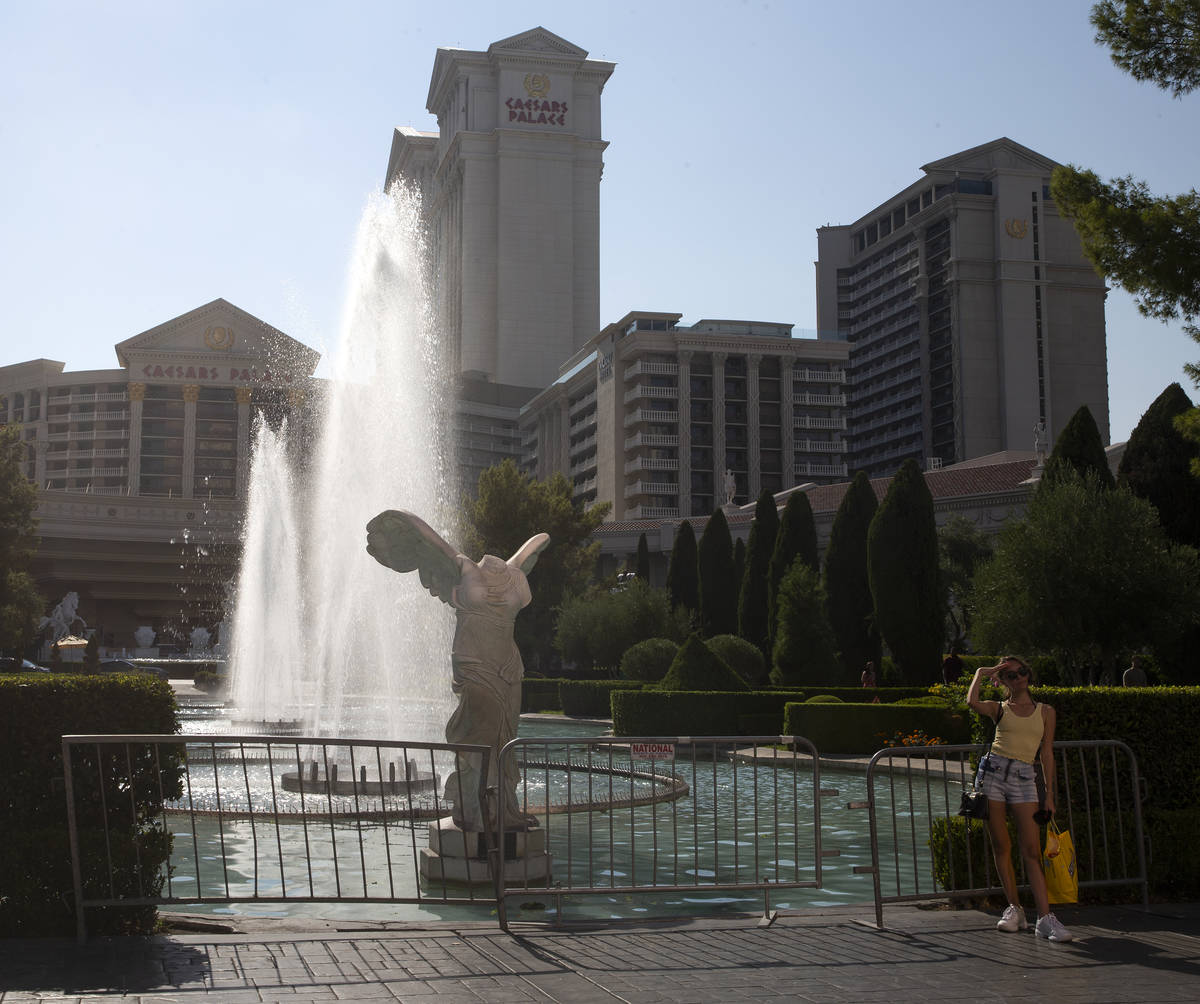 Sabrina Perrone of Florida poses for a photo in front of Caesars Palace on Wednesday, Aug. 4, 2 ...