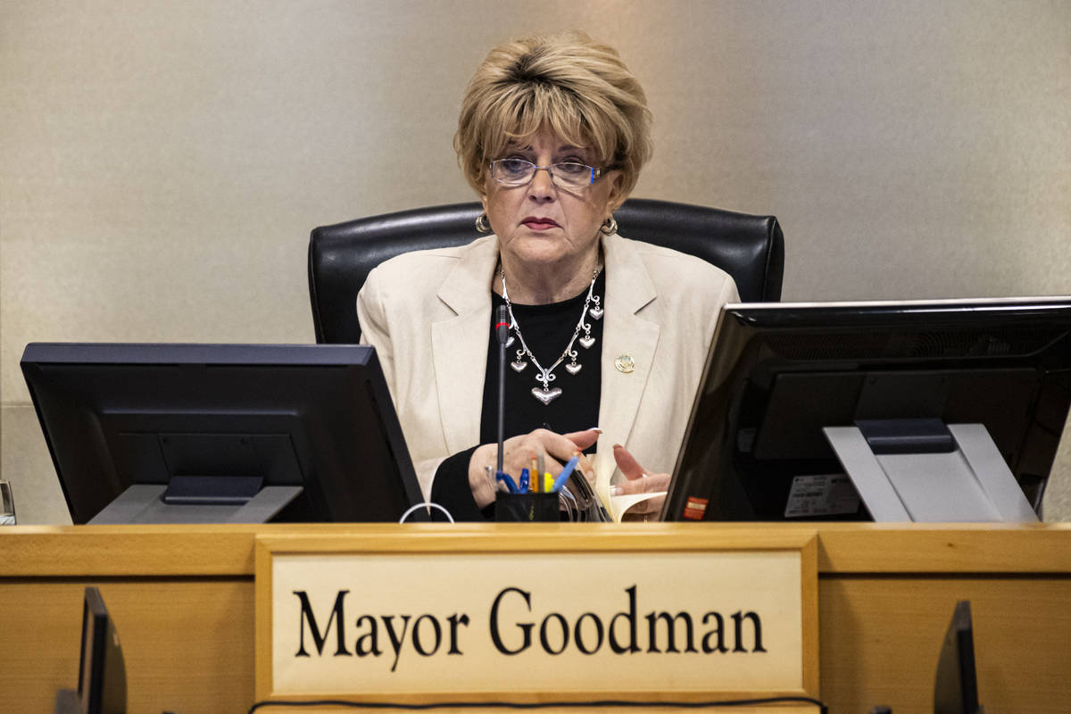 Las Vegas Mayor Carolyn Goodman speaks during a Las Vegas City Council meeting in Las Vegas on ...