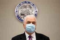 Gov. Steve Sisolak updates the public on COVID-19 in Nevada during a press conference at the Gr ...