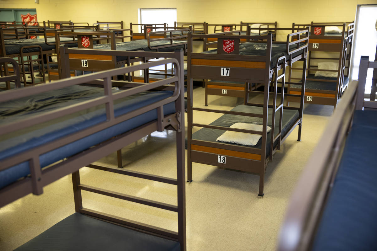 The Salvation Army men's night shelter in Las Vegas is seen during a tour, Thursday, Aug. 5, 20 ...