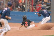 Stone Amsden scores for Summerlin South in the state championship. (Todd Hutton)