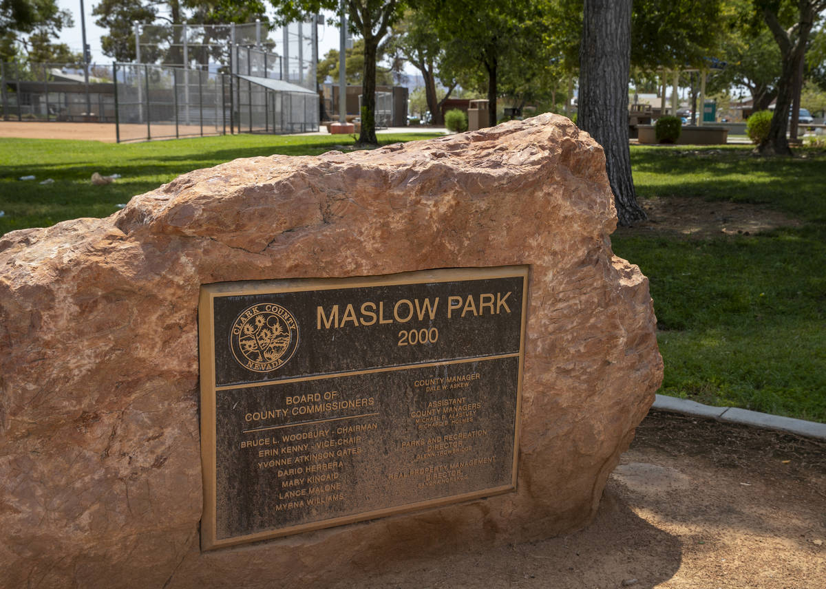 A plaque at Maslow Park near the ball park where Hector Perez was fatally shot near in a drive- ...