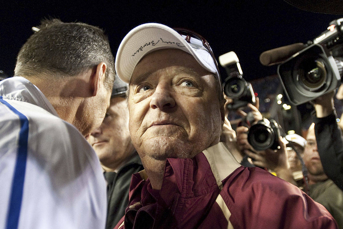 FILE - In this Saturday, Nov. 28, 2009 file photo, Florida State head football coach Bobby Bowd ...