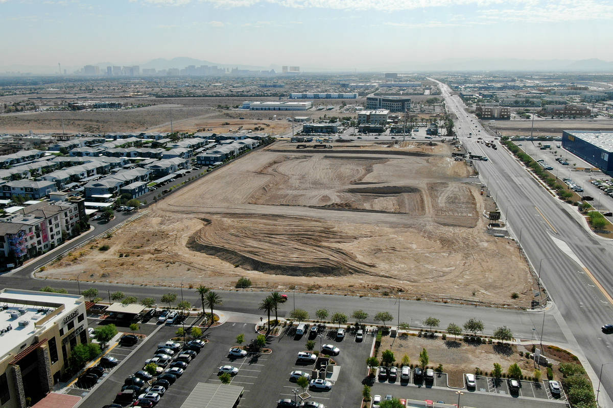 An aerial view of The Bend, a proposed retail complex in the southwest valley on Sunset Road be ...