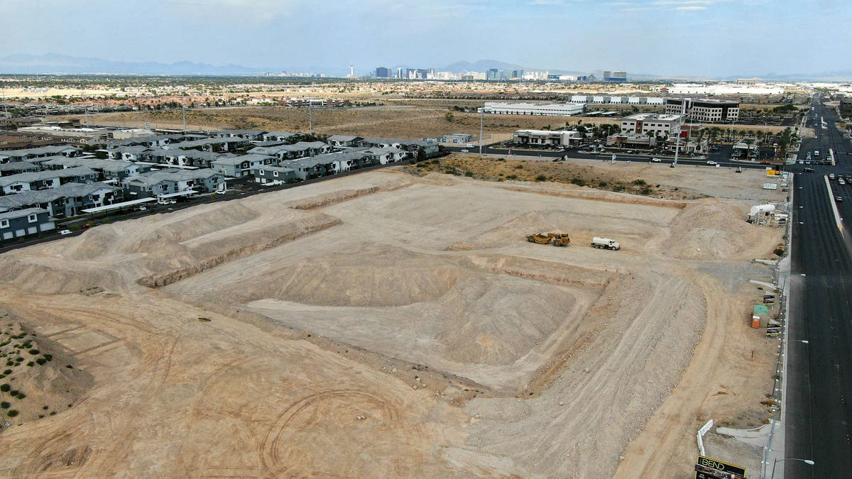 An aerial view of The Bend, a proposed retail complex in the southwest valley on Sunset Road be ...