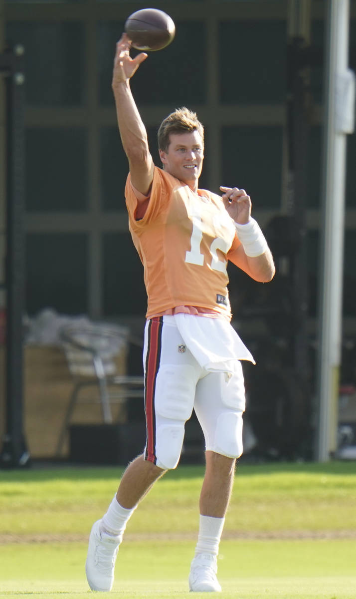 Tampa Bay Buccaneers quarterback Tom Brady (12) during an NFL football training camp practice T ...