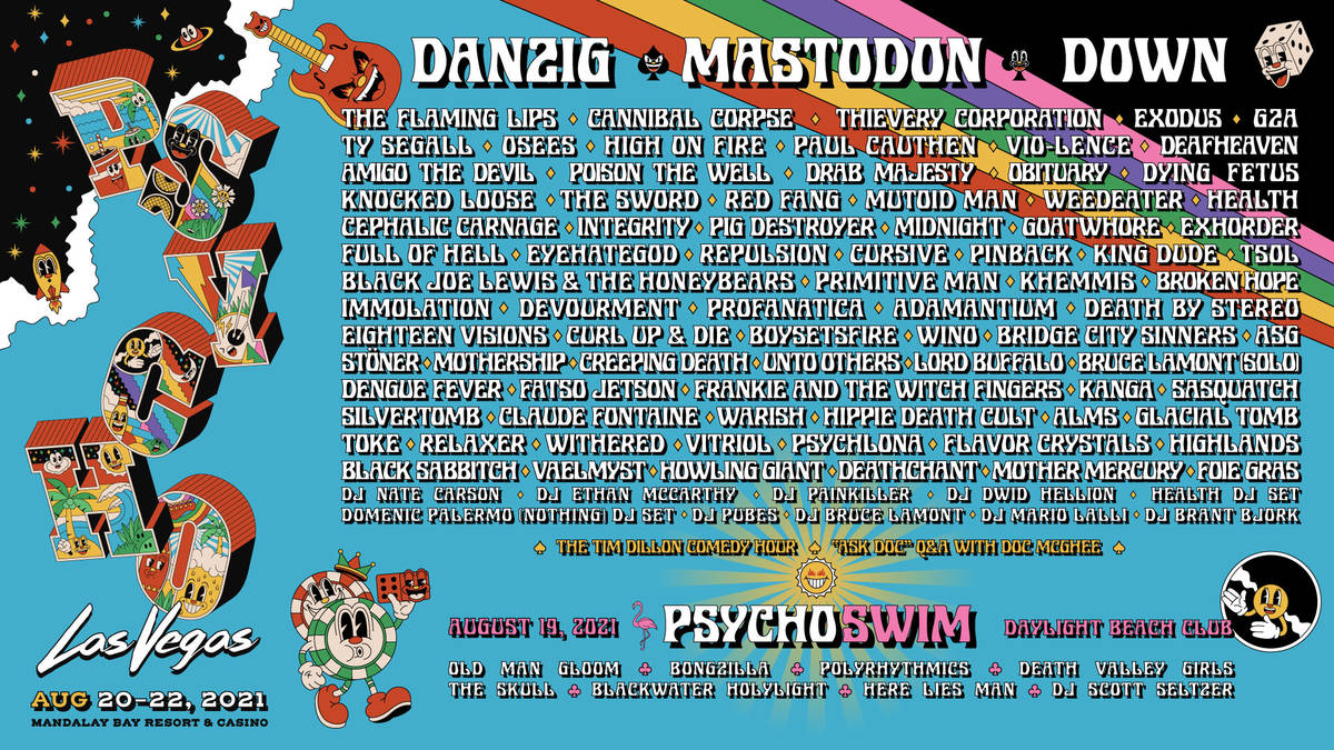 Lineup for Psycho Las Vegas, a three-day festival that begins Friday, Aug. 20, 2021, spread acr ...