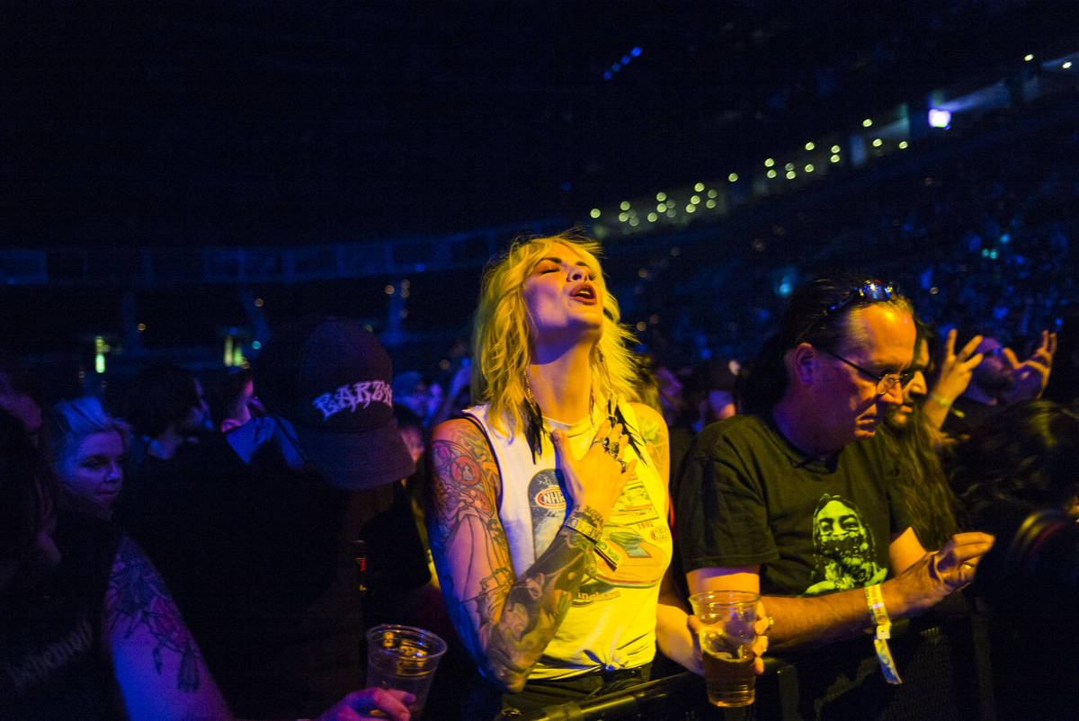 Fans watch as Electric Wizard performs at the Mandalay Bay Events Center during the Psycho Las ...