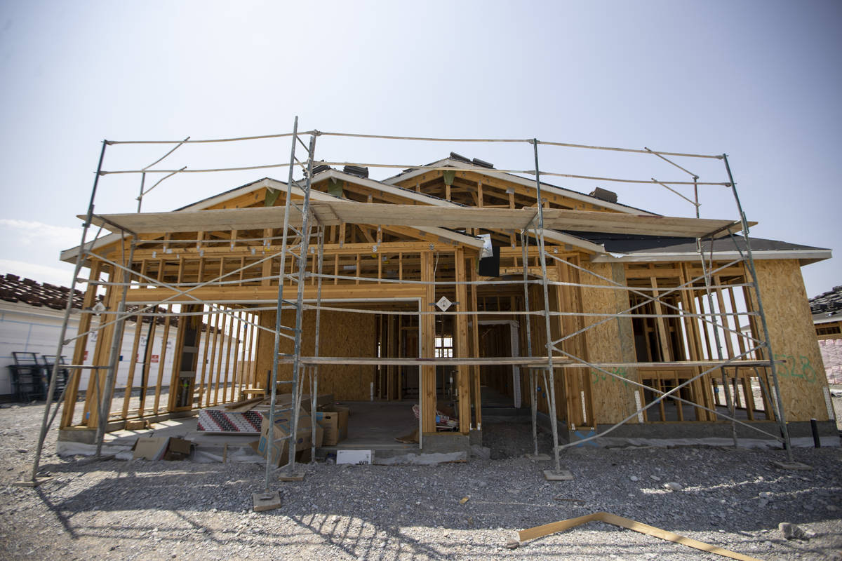 A home under construction in the Burson Ranch community in Pahrump, Wednesday, Aug. 11, 2021. ( ...
