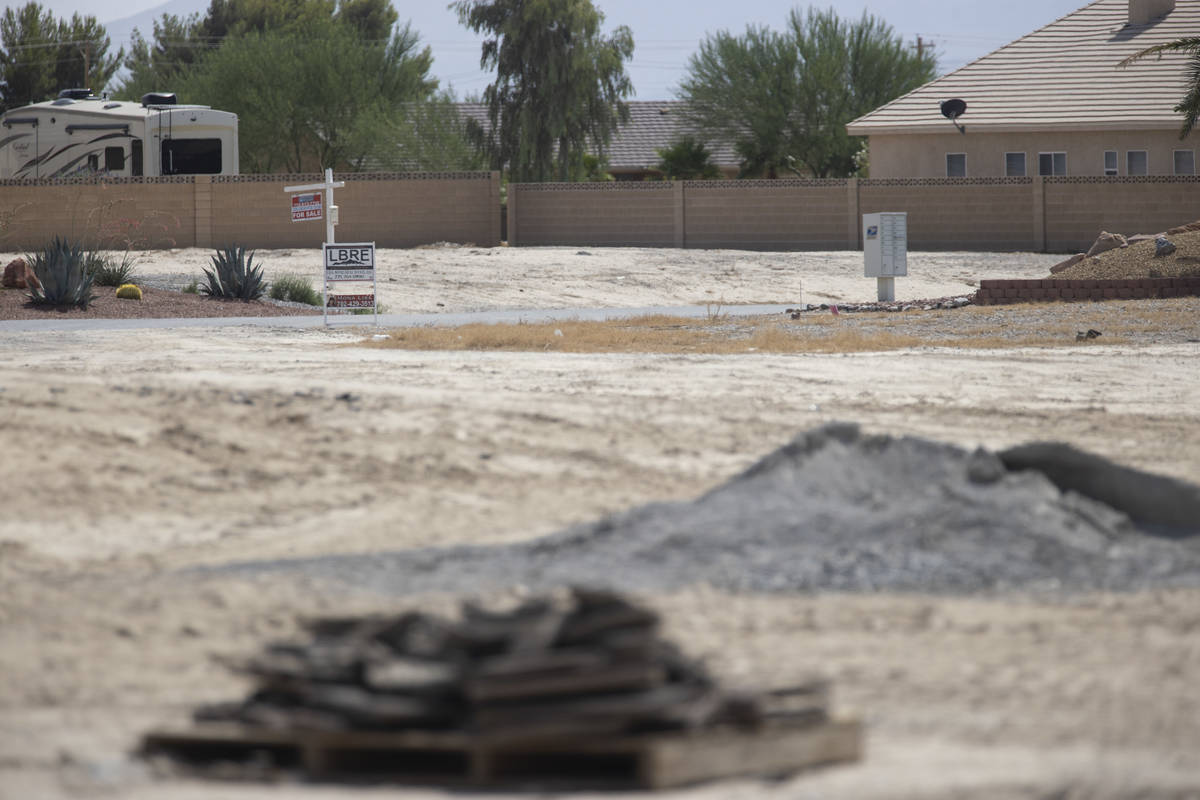 A lot for sale in the Artesia community in Pahrump, Wednesday, Aug. 11, 2021. (Erik Verduzco / ...