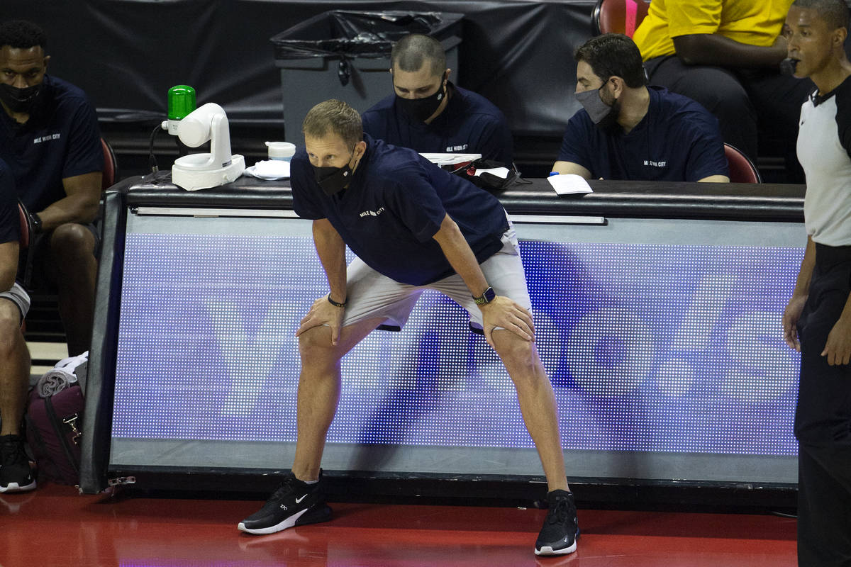 Denver Nuggets head coach Charles Klask coaches from the sidelines during the second half of an ...
