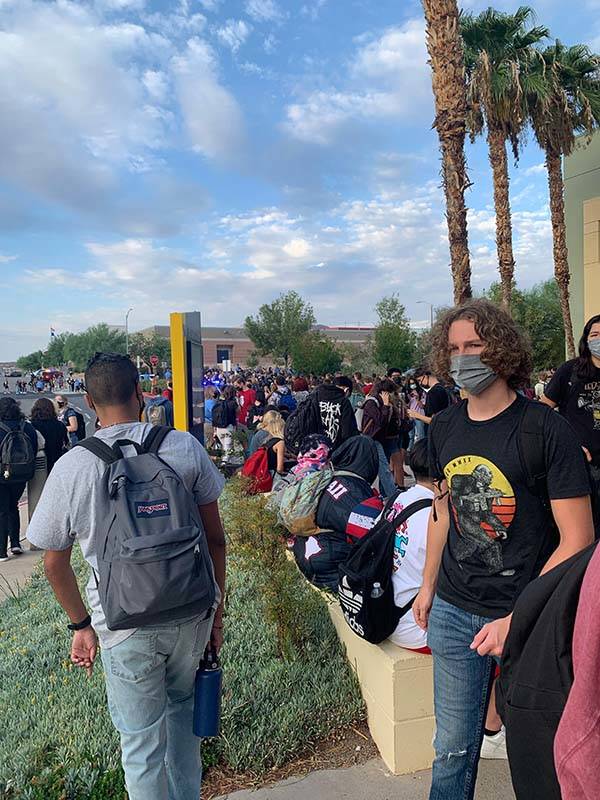 Students were evacuated from Foothill High School in Henderson on Friday morning, Aug. 13, 2021 ...
