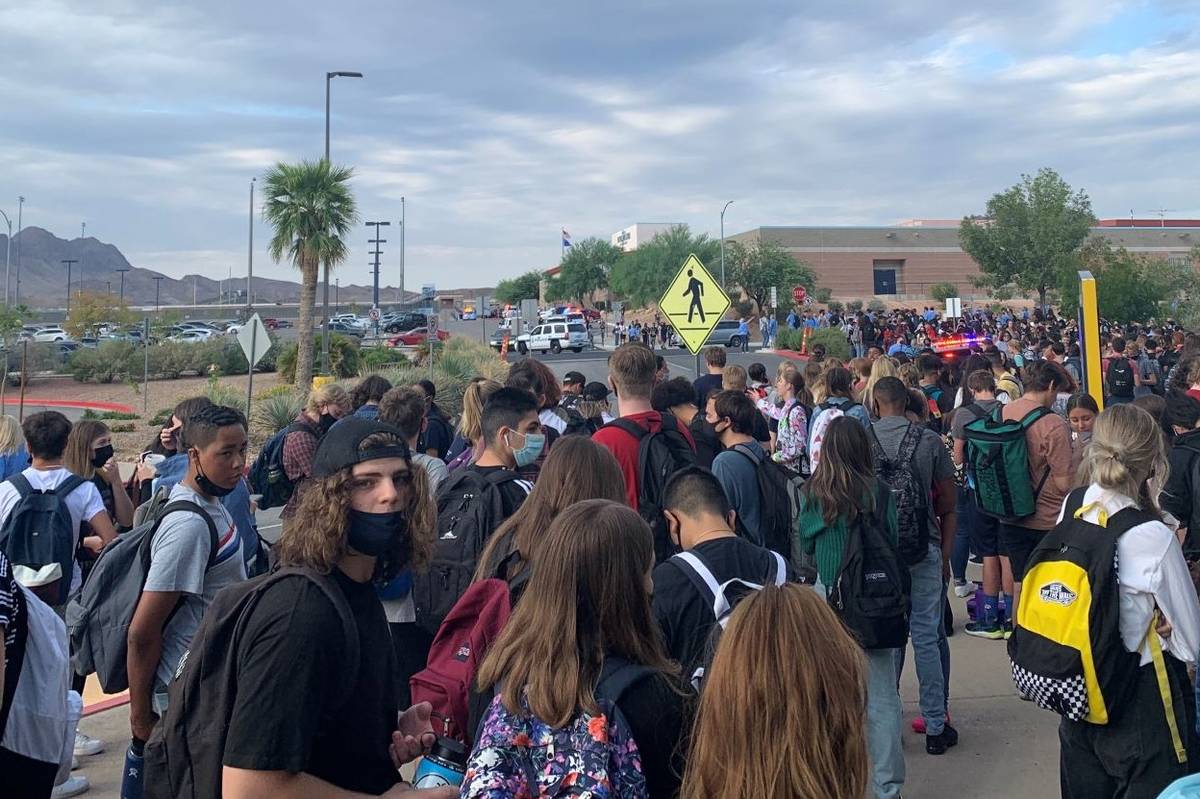 Students were evacuated from Foothill High School in Henderson on Friday morning, Aug. 13, 2021 ...