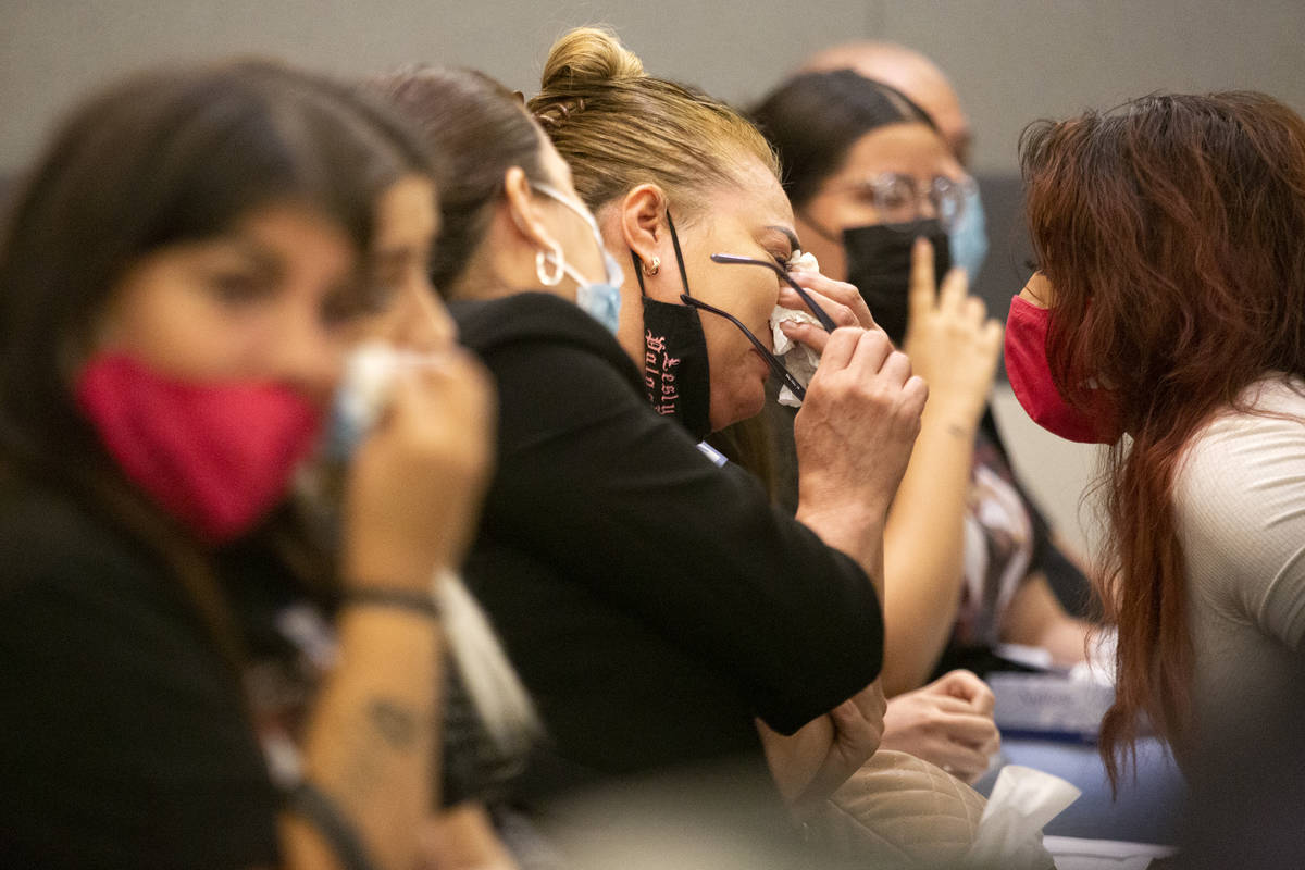 Aracely Palacio, mother of Lesly Palacio, cries during the sentencing hearing for Jose Rangel, ...