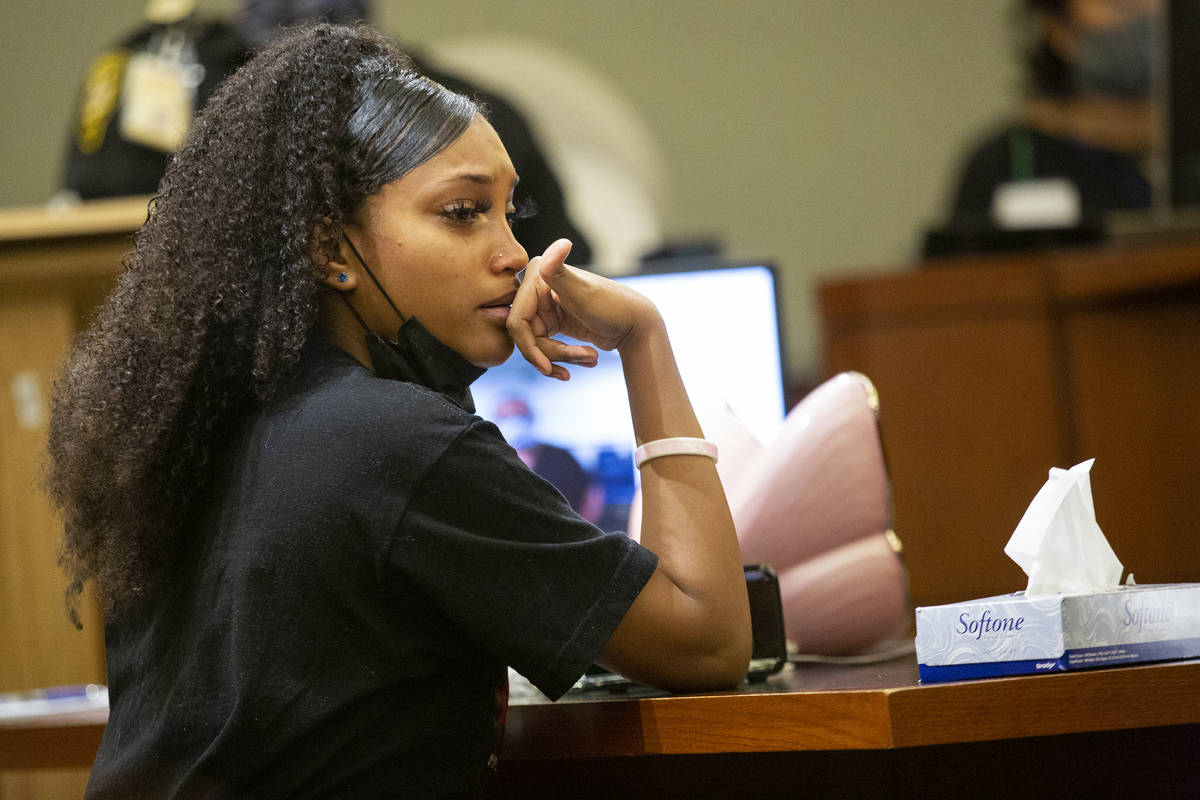 Nayelli Palacio, sister of Lesly Palacio, reads a statement during the sentencing hearing for J ...