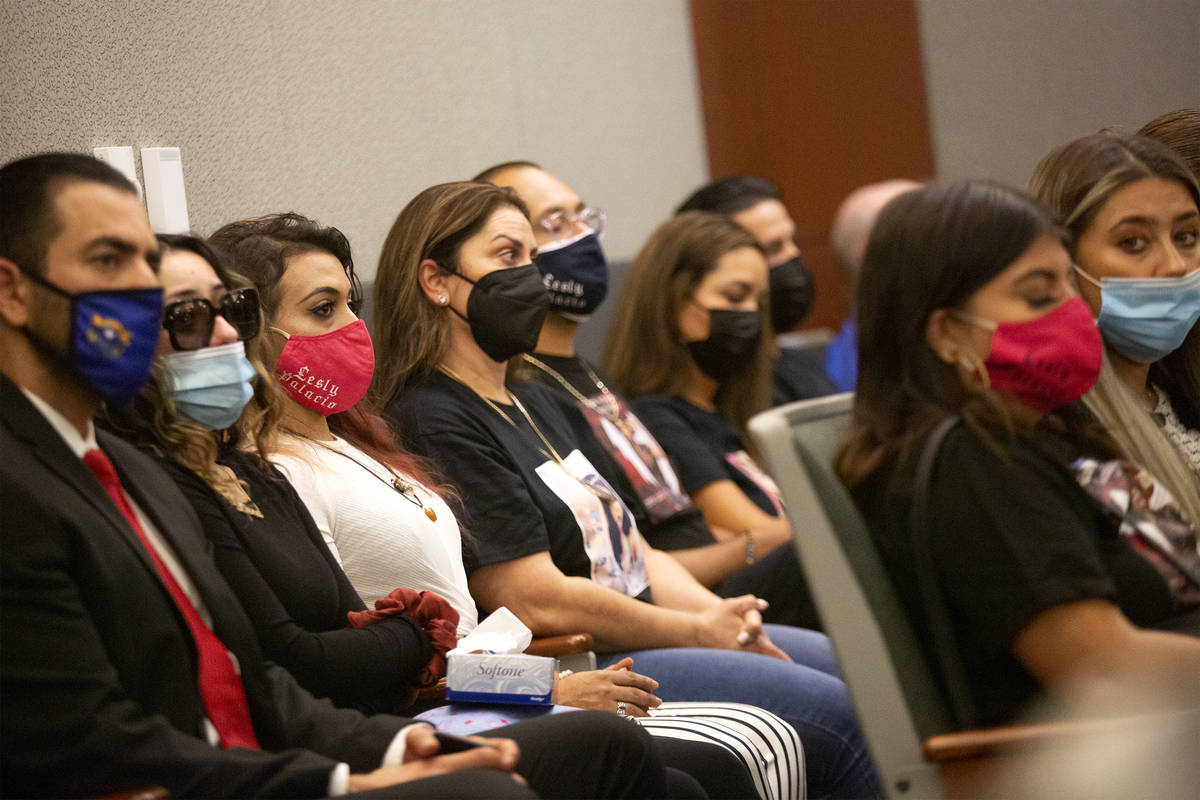 Loved ones of Lesly Palacio attend a sentencing hearing for Jose Rangel, who pleaded guilty to ...