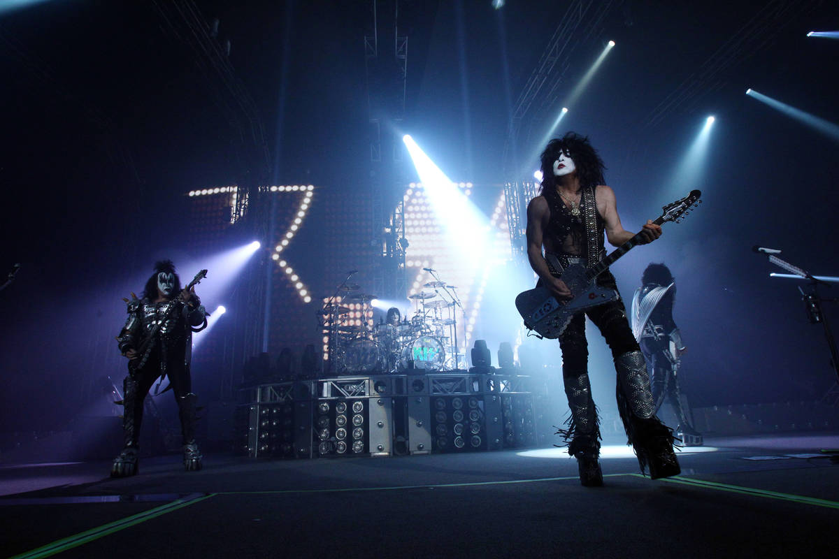 Members of the rock band Kiss, from left, Gene Simmons, Eric Singer, Paul Stanley and Tommy Tha ...