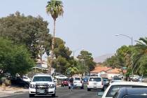 Henderson police investigate a fatal shooting on the 500 block of Chelsea Drive on Monday, Aug. ...