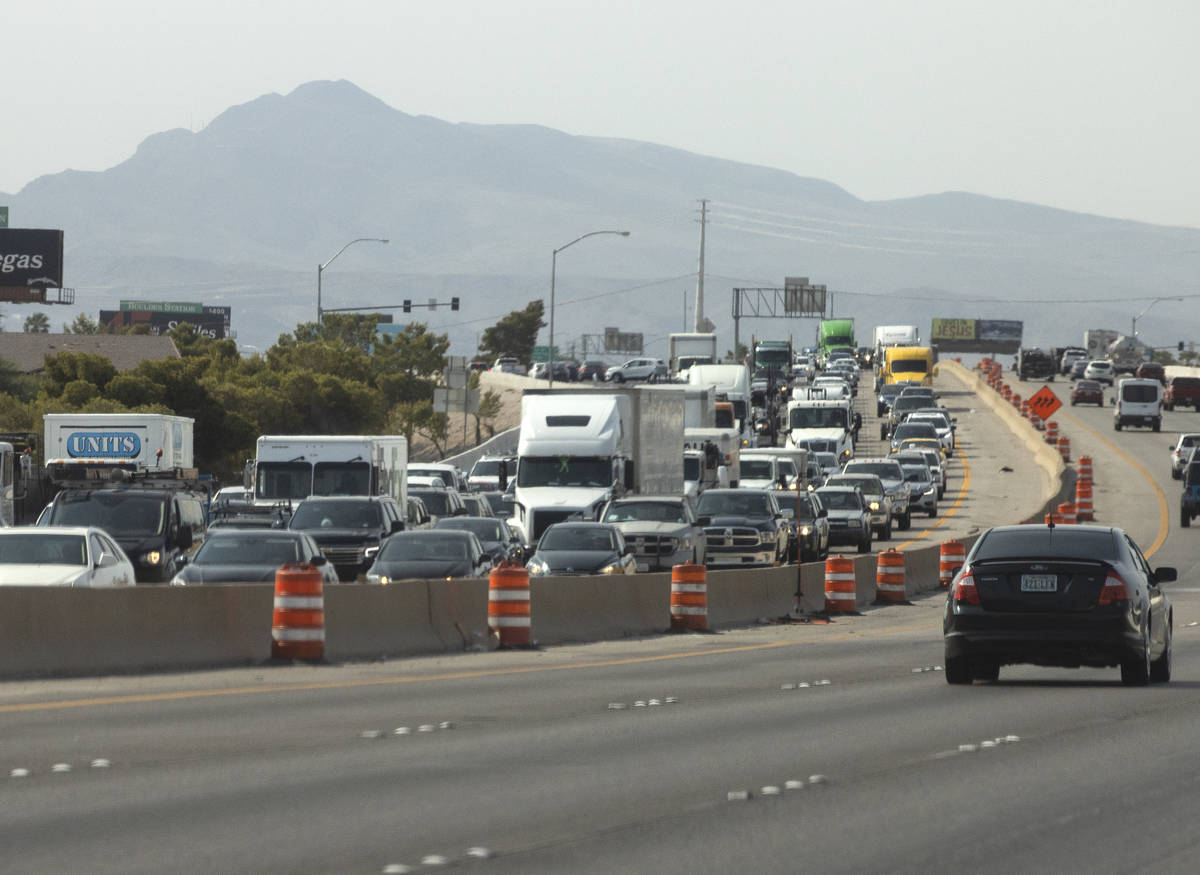 Heavy traffic is seen on northbound U.S. Highway 95 between East Charleston Boulevard and North ...