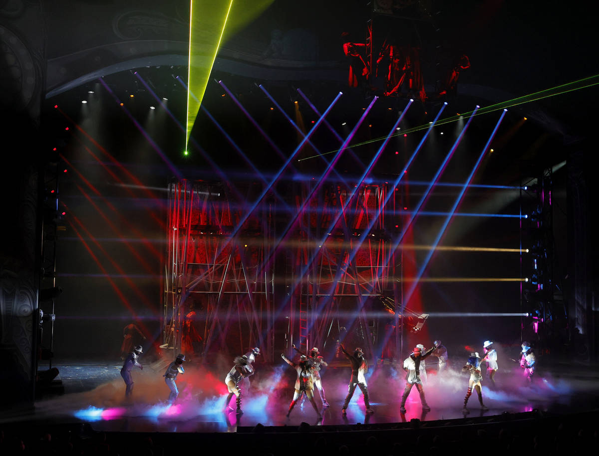 LAS VEGAS, NEVADA - AUGUST 19: Cast members perform during the grand reopening of "Michae ...