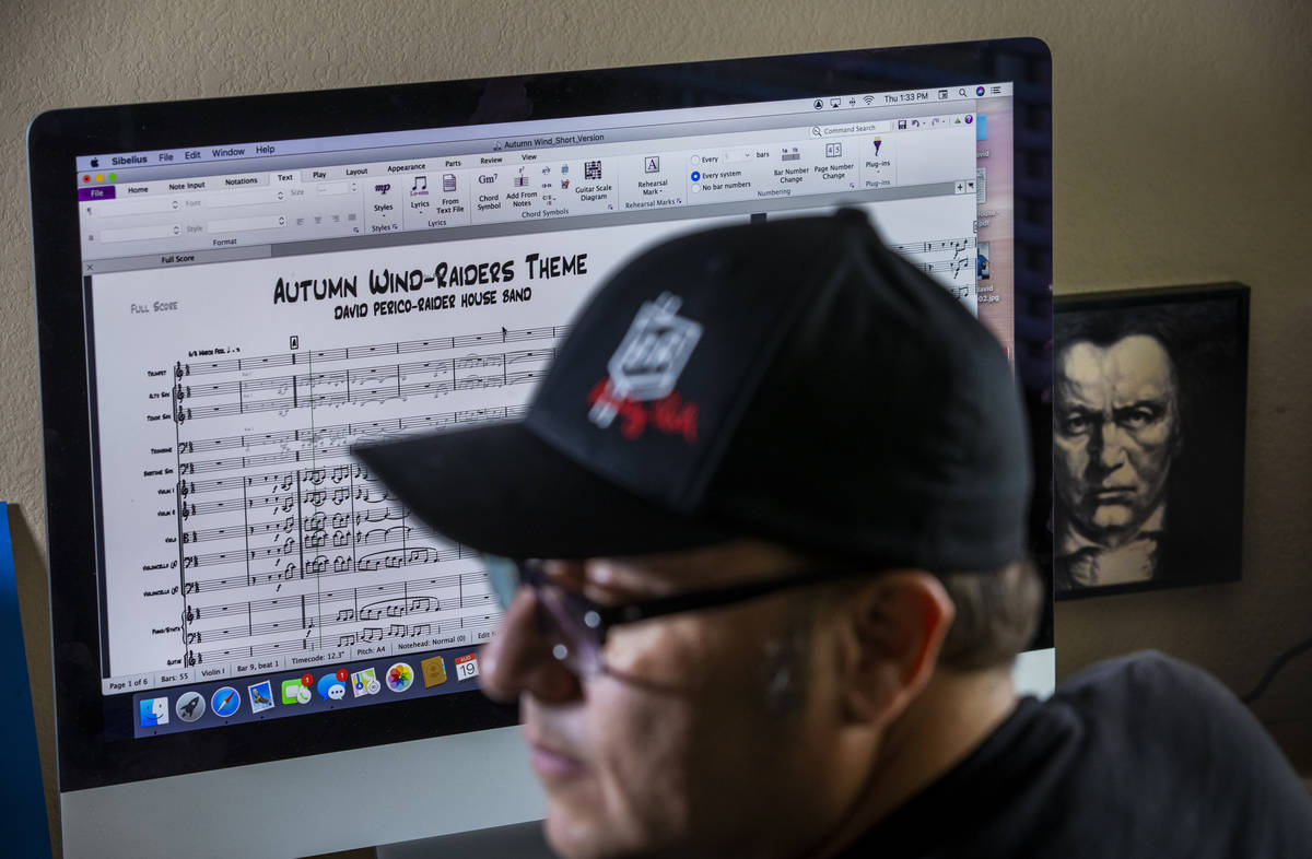 David Perrico has recomposed the Raiders theme ÒAutumn WindÓ in his studio at home, h ...
