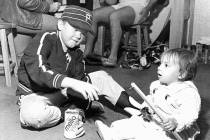 Todd Blyleven, left foreground, plays with Kimberly Nicosia, Oct. 15, 1979, after the Pirates d ...