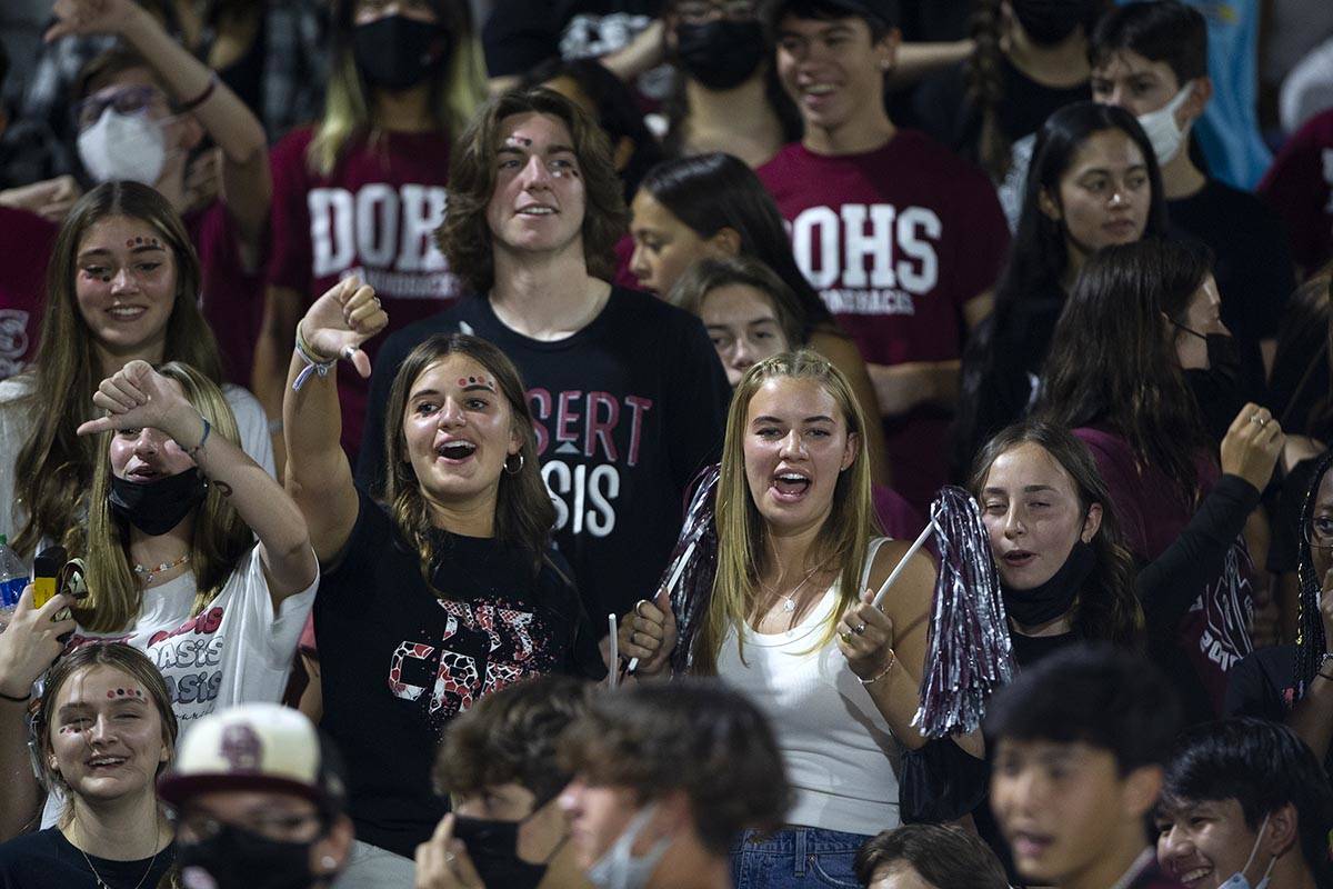 Desert Oasis fans boo Spring Valley during a high school football game at Desert Oasis High Sch ...