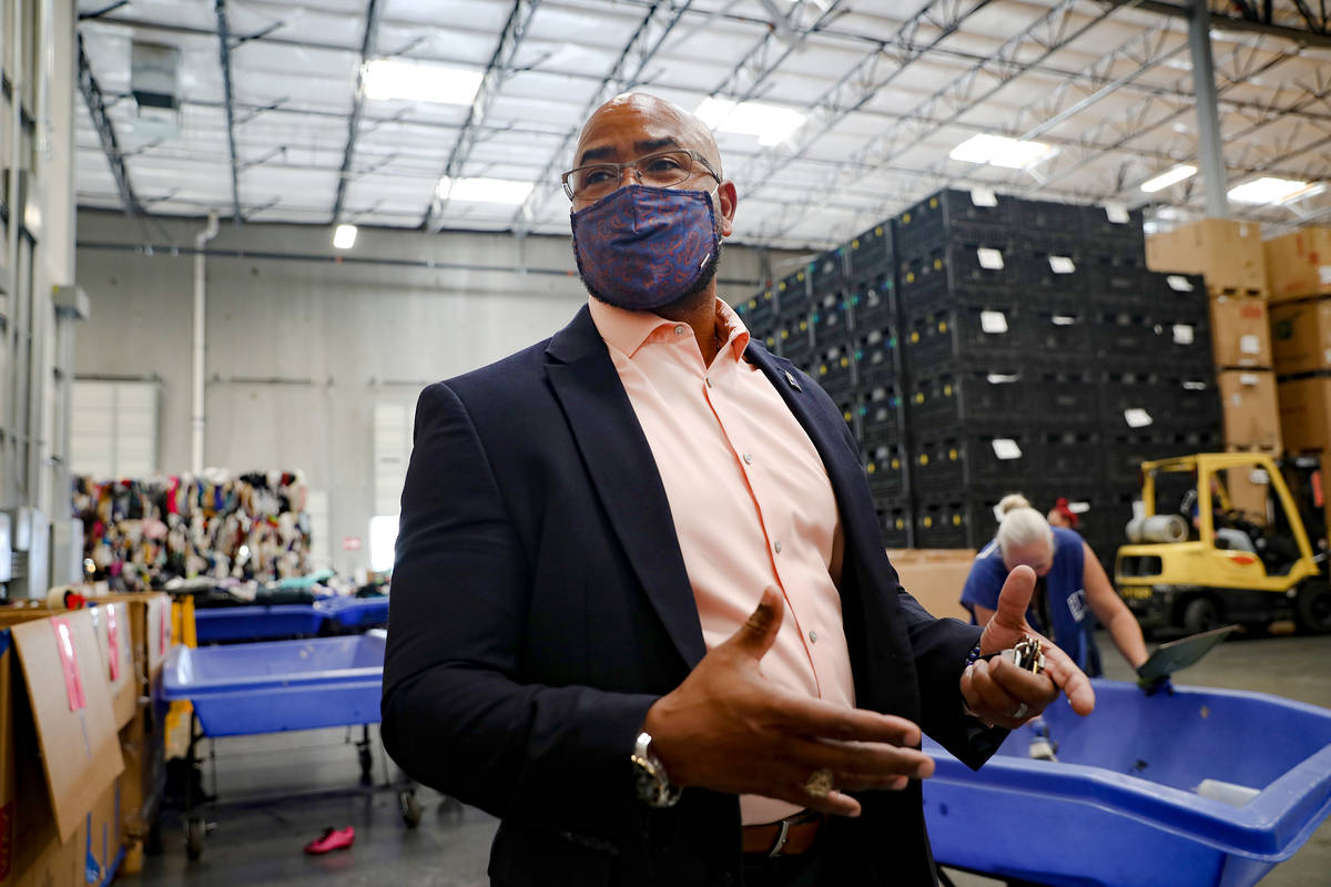 Rick Neal, CEO of Goodwill Southern Nevada, speaks to the Review-Journal at the warehouse at th ...