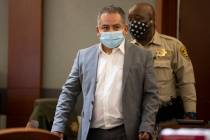 Omar Rueda-Denvers appears in court for his retrial on Wednesday, Aug. 18, 2021, at the Regiona ...