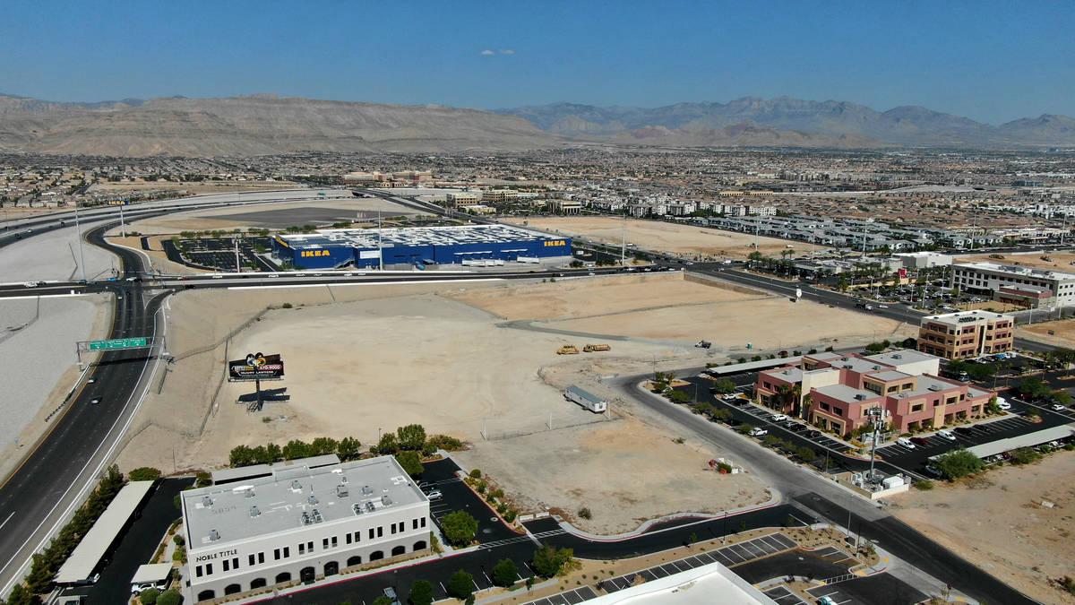 An aerial view of a planned Life Time fitness site at the southeast corner of Sunset Road and D ...