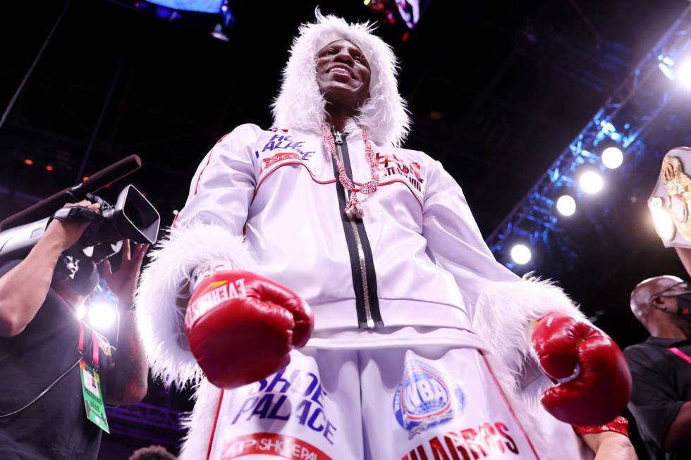 Yordenis Ugas stands on the ring before the start of his the WBA World Welterweight Title bout ...