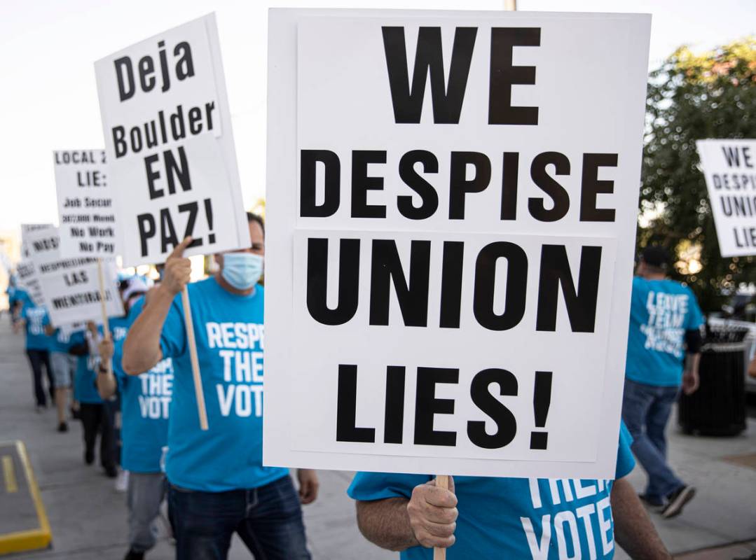 Over one hundred demonstrators took part in an ant-union protest organized by employees of Stat ...