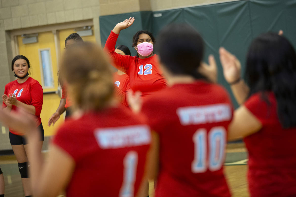 Western High School girls volleyball introduces their starting lineup before the game against R ...