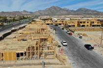 An aerial view of homes under construction in Crystal Canyon, a housing development near Far Hi ...