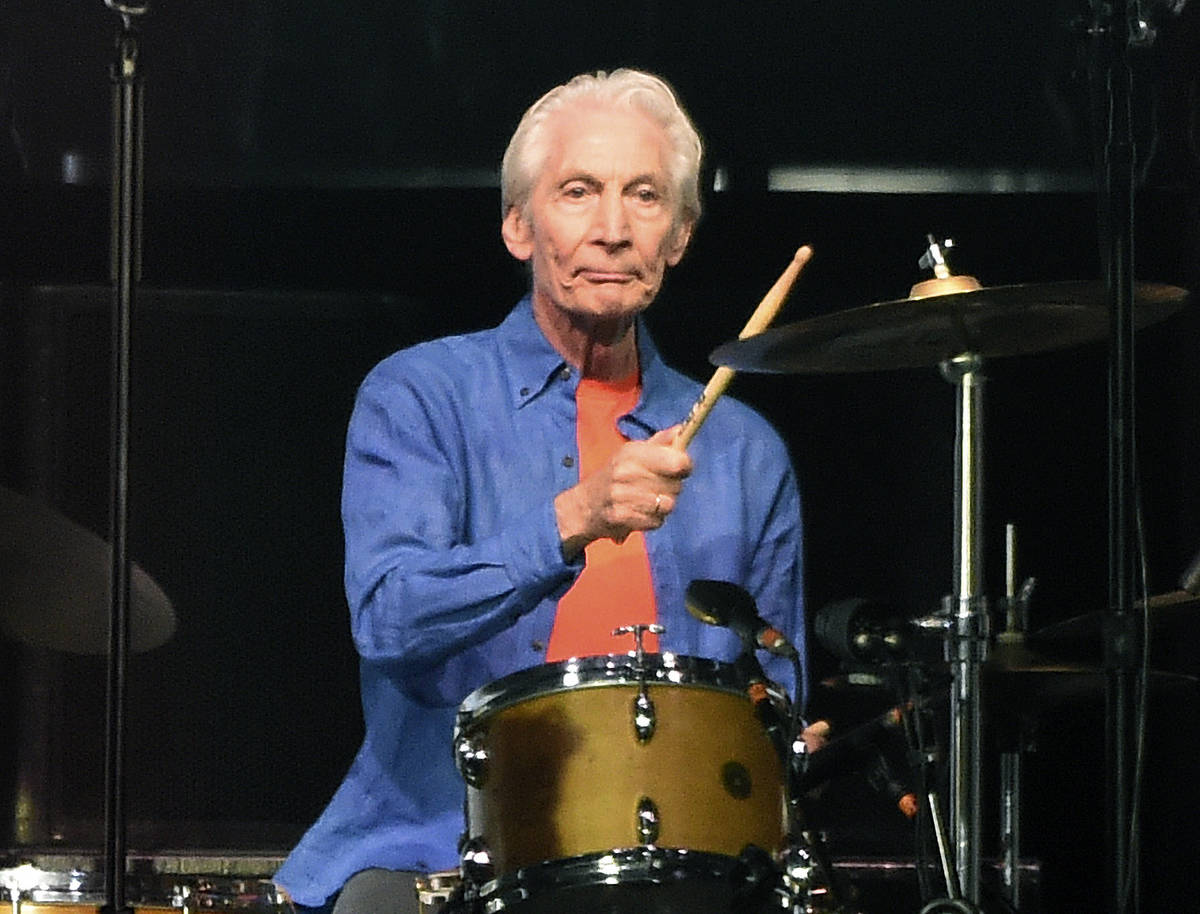 FILE - Rolling Stones drummer Charlie Watts performs at the Rose Bowl, Thursday, Aug. 22, 2019, ...