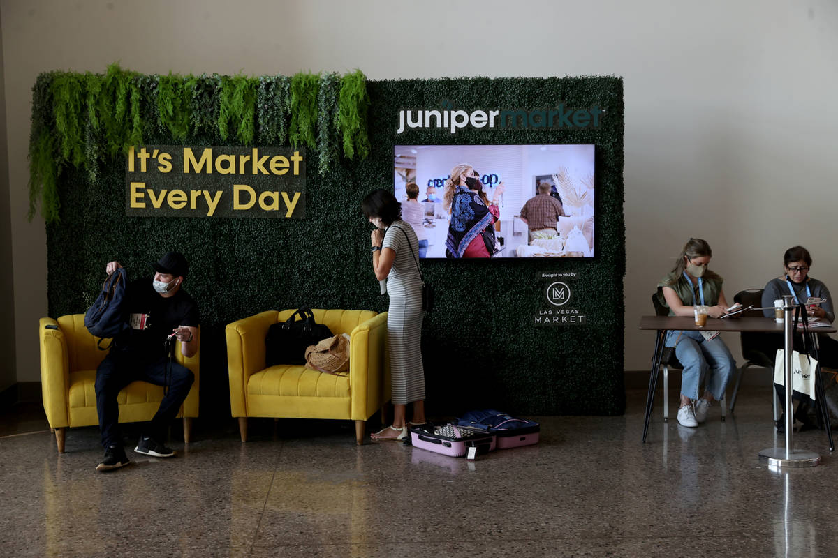 Conventioneers arrive for the Las Vegas Market home furnishings and decor show at the World Mar ...