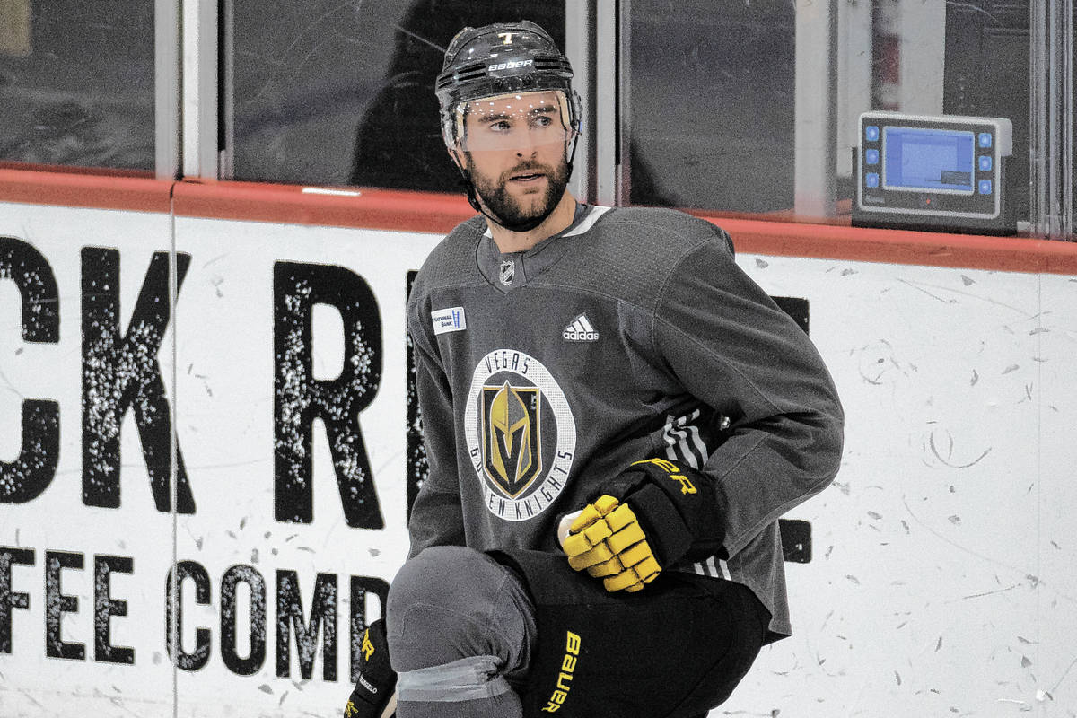 Golden Knights defenseman Alex Pietrangelo (7). (Benjamin Hager/Las Vegas Review-Journal)