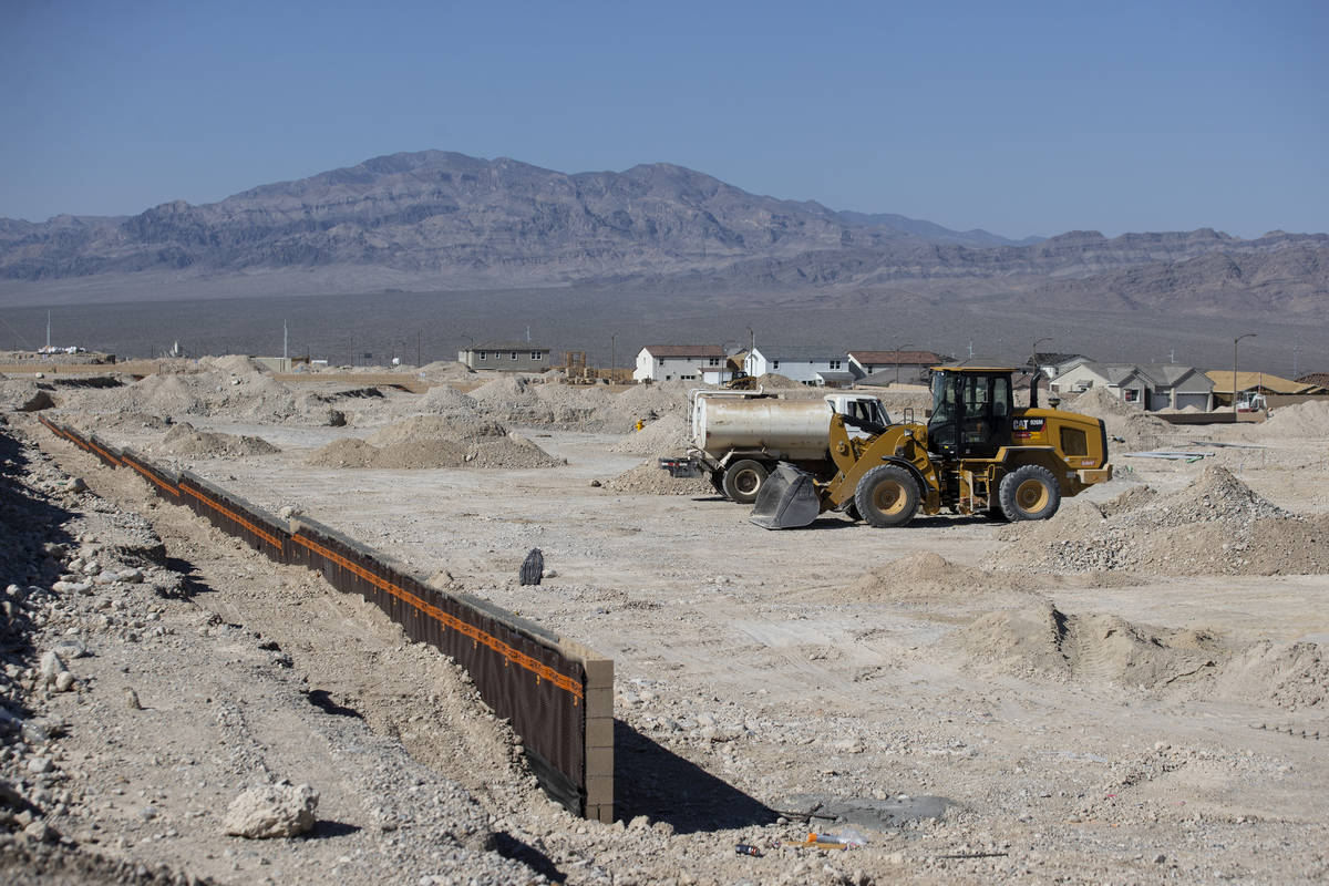 Homes under construction in the Skye Canyon Master Planned Community in Las Vegas, Friday, Aug. ...