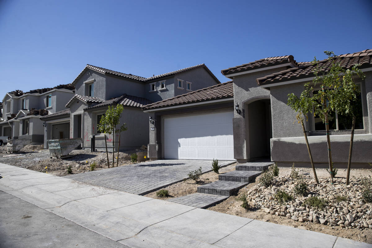 Homes under construction in the Skye Canyon Master Planned Community in Las Vegas, Friday, Aug. ...