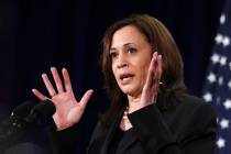 U.S. Vice President Kamala Harris holds a news conference before departing Vietnam for the Unit ...