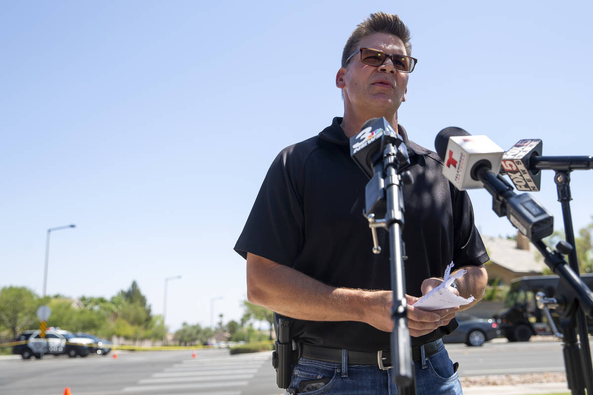 Lt. David Valenta gives the media a briefing on the investigation of a homicide that occurred i ...