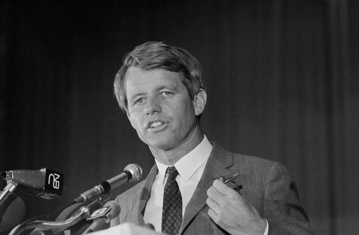 FILE - In this May 9, 1968 file photo, Sen. Robert F. Kennedy speaks to the delegates of the Un ...