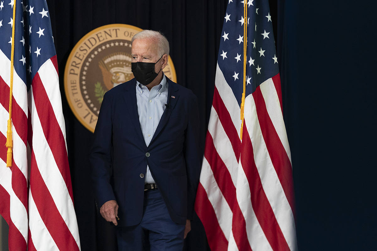 President Joe Biden arrives for a FEMA briefing on Hurricane Ida in the South Court Auditorium ...