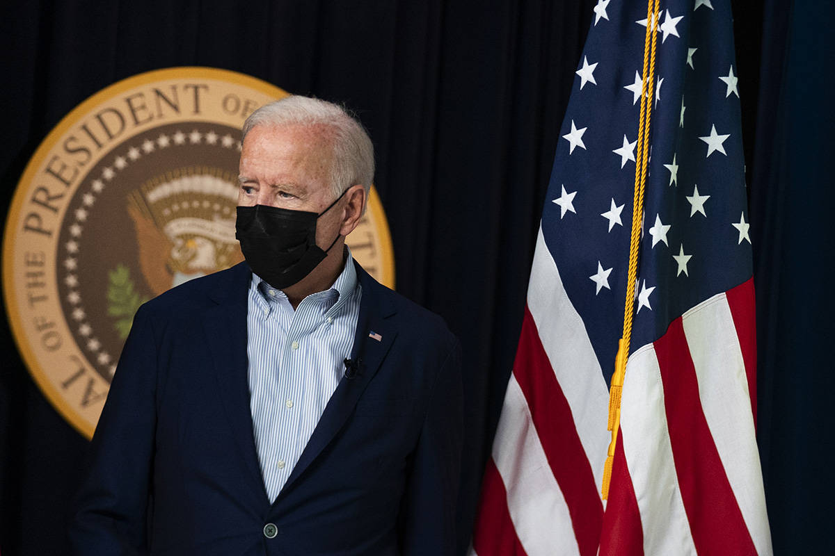 President Joe Biden arrives for a FEMA briefing on Hurricane Ida in the South Court Auditorium ...
